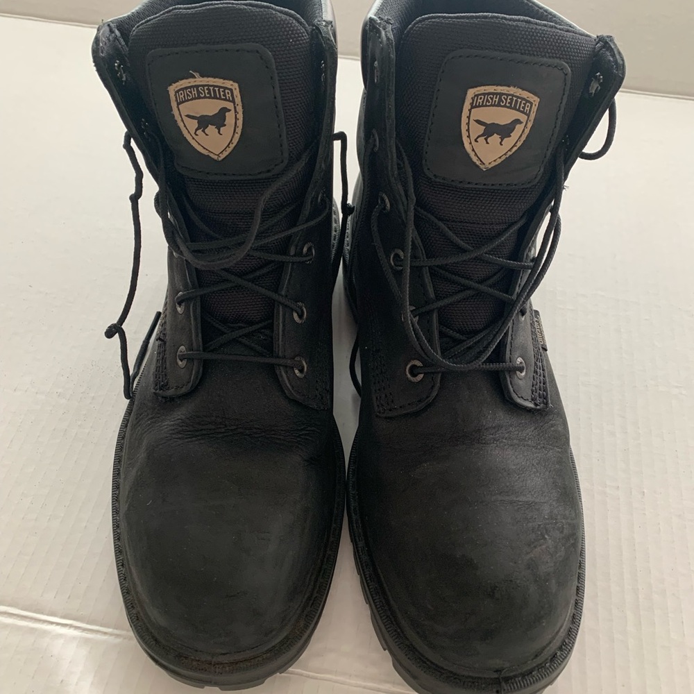 Irish Setter Black Steel Toe Work Boots with Lace-Up Front